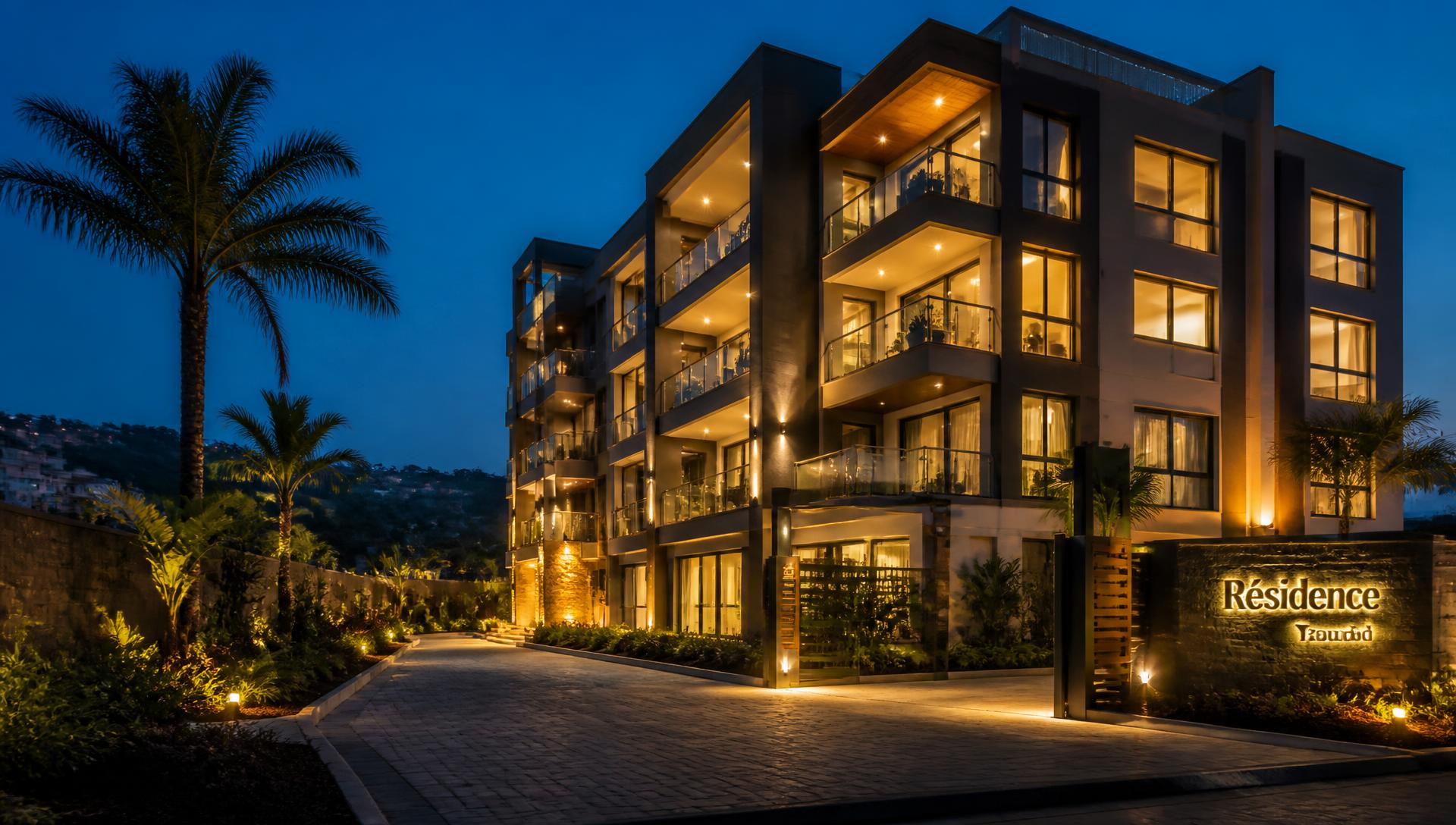 Grand Cheferie Simbock residence at dusk